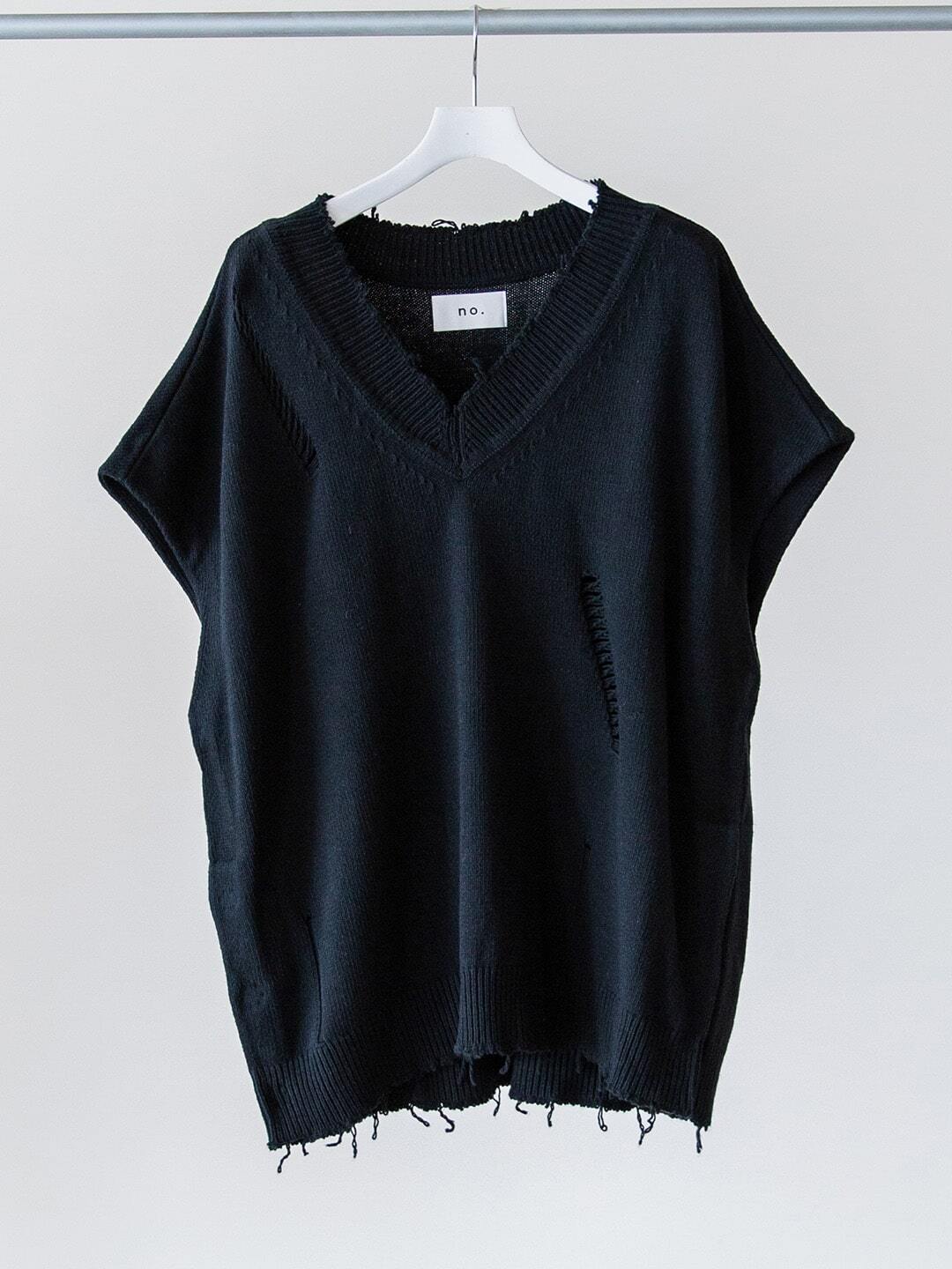 no.】DAMAGE V NECK KNIT VEST｜UNDIS ONLINE STORE